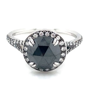 Estate Christophe Danhier 18kt Black And White Diamond Engagement Ring