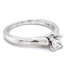 Estate 14kt White Gold Princess Cut Diamond Solitaire Ring