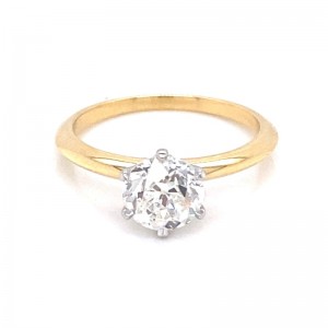 18kt Yellow Gold And Platinum Old European Cut Diamond Solitaire Engagement Ring