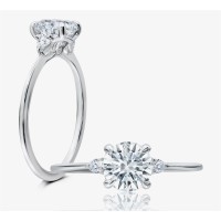 Peter Storm 14kt White Gold Round And Pear-shaped Diamond Engagement Ring