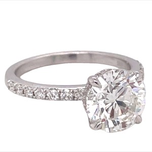 Peter Storm 14kt White Gold 2.52 Carat Round Diamond Hidden Halo Engagement Ring