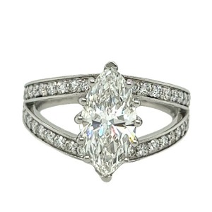 Platinum Marquise And Round Diamonds Engagement Ring