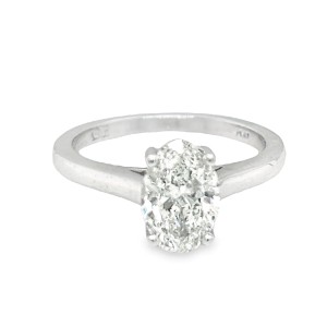 Estate Platinum Oval Diamond Solitaire Engagement Ring