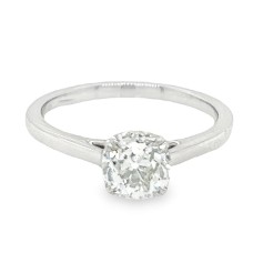 Platinum 1.233 Carat Old Mine Cut Diamond Solitaire Engagement Ring