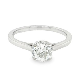 Platinum 1.233 Carat Old Mine Cut Diamond Solitaire Engagement Ring