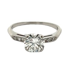 Estate Platinum Transitional Round Diamond Engagement Ring