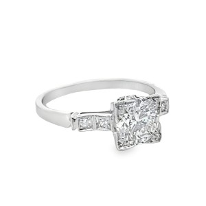 Estate Platinum Round And Old Cuts Diamond Engagement Ring