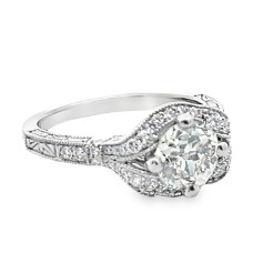 Platinum Old European Cut Diamond Engagement Ring