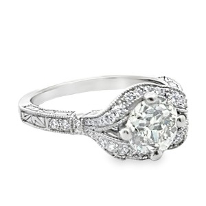 Platinum Old European Cut Diamond Engagement Ring