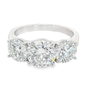 Platinum 3.468 Carat Three Stone Diamond Engagement Ring