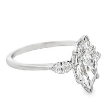 Peter Storm 14kt White Gold Marquise Diamond Three-stone Engagement Ring