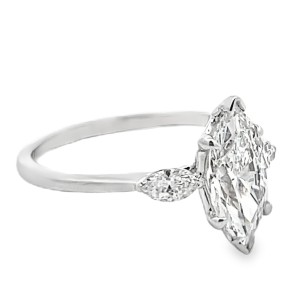 Peter Storm 14kt White Gold Marquise Diamond Three-stone Engagement Ring