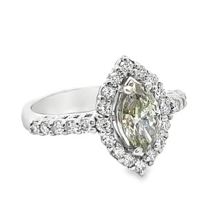Estate 18kt White Gold Marquise Chameleon Diamond Ring