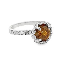 Estate 18kt White Gold Fancy Deep Yellow-Orange Diamond Ring