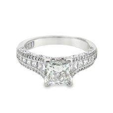 Estate Tacori 18kt White Gold "classic Crescent" Diamond Engagement Ring
