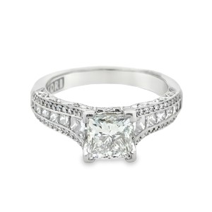 Estate Tacori 18kt White Gold "classic Crescent" Diamond Engagement Ring