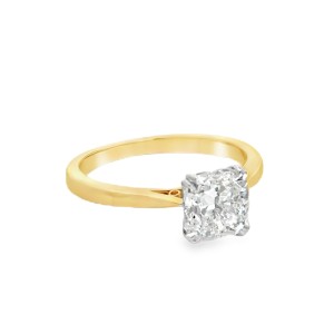18kt Yellow Gold And Platinum 1.7-carat Cushion Diamond Solitaire Engagement Ring