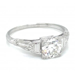 Estate 18kt White Gold Art Deco Diamond Engagement Ring