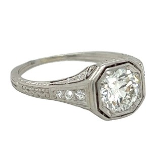 Estate Art Deco Platinum Diamond Engagement Ring