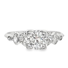 Estate Art Deco Platinum Diamond Engagement Ring.  This Ring