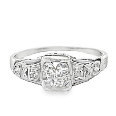 Estate Art Deco 14kt White Gold 0.50 Carat Diamond Engagement Ring