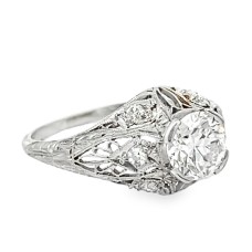 Estate Edwardian Platinum Filigree Engagement Ring