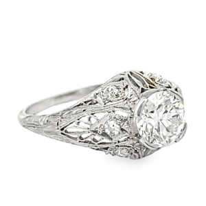 Estate Edwardian Platinum Filigree Engagement Ring