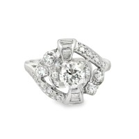Estate Mid-Century 14kt White Gold 1.00 Carat Diamond Engagement Ring