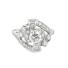 Estate Mid-Century 14kt White Gold 1.00 Carat Diamond Engagement Ring