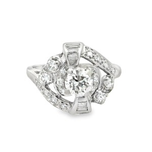 Estate Mid-Century 14kt White Gold 1.00 Carat Diamond Engagement Ring