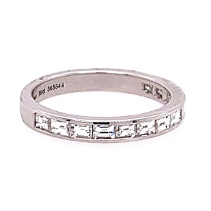 14kt White Gold Part Way Baguette Diamond Band Ring