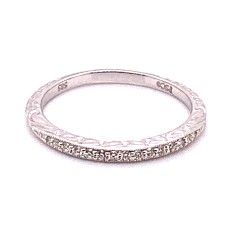 Peter Storm 14kt White Gold Diamond Band Ring With Engraved Sidewalls