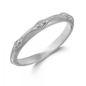 Peter Storm 14kt White Gold Knife-edge Diamond-accented Band Ring