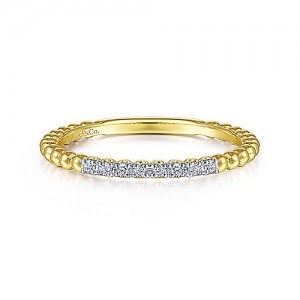 Gabriel & Co. 14kt Yellow Gold And Diamond Beaded Stackable Band Ring