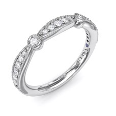 14kt White Gold Vintage-inspired Round Diamond Band Ring