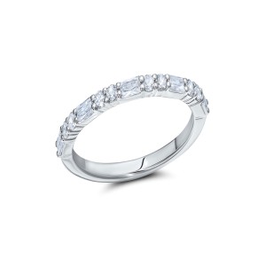 Peter Storm 14kt White Gold Round And Baguette Diamonds Band Ring