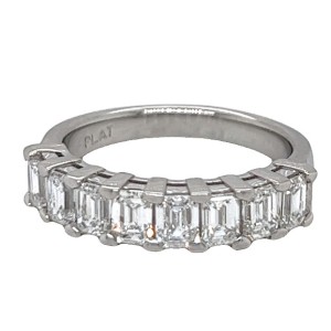 Platinum Emerald Cut Part-way Diamond Band