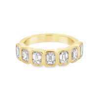Noam Carver 14kt Yellow Gold Bezel-set Emerald-cut Diamonds Band Ring