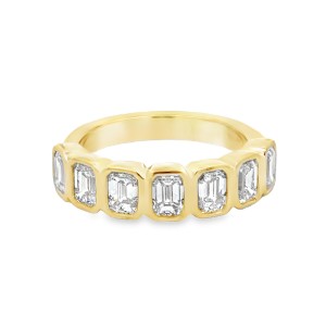 Noam Carver 14kt Yellow Gold Bezel-set Emerald-cut Diamonds Band Ring