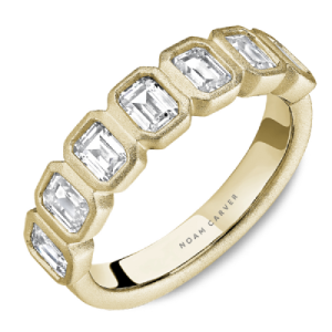 Noam Carver 14kt Yellow Gold Bezel-set Emerald-cut Diamonds Band Ring