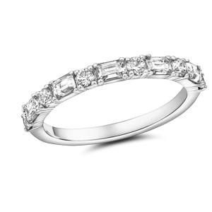 Peter Storm 14kt White Gold Round And Emerald-cut Diamonds Band Ring