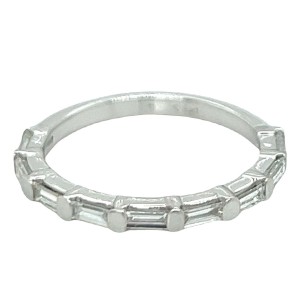 Estate 14kt White Gold Baguette Diamond Band Ring
