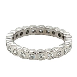 Estate 18kt White Gold Bezel Set Diamond Eternity Band Ring