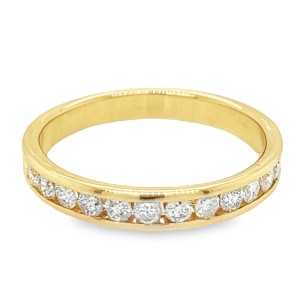 Estate 14kt Yellow Gold Twelve-stone Channel Set Diamond Band Ring