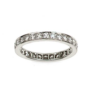 Gumuchian Platinum Channel Bead Set Diamond Band Ring