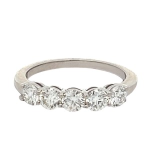 Gumuchian Platinum Shared-prong-set Five-diamond Band Ring