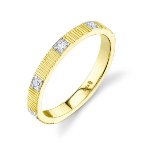 Sloane Street 18kt Yellow Gold & Diamond Strie Band Ring