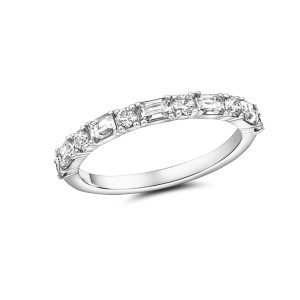 Peter Storm 14kt White Gold Baguette And Round Diamond Band