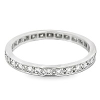 Estate Platinum Channel Bead Set Diamond Eternity Band Ring
