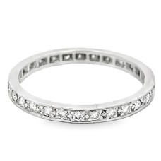 Estate Platinum Channel Bead Set Diamond Eternity Band Ring